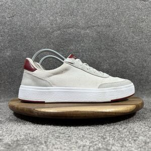 Kizik Prague Mens 8 Women's 9.5 Cream Canvas Suede Leather Athletic Shoes Used